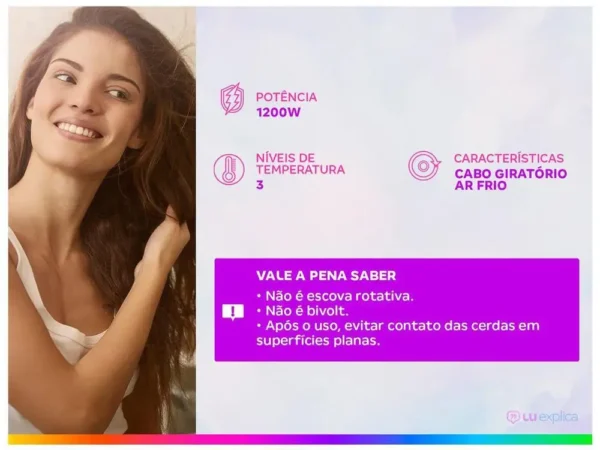 Escova Secadora Taiff Easy Pink 1200W - 220V - Imagem 2